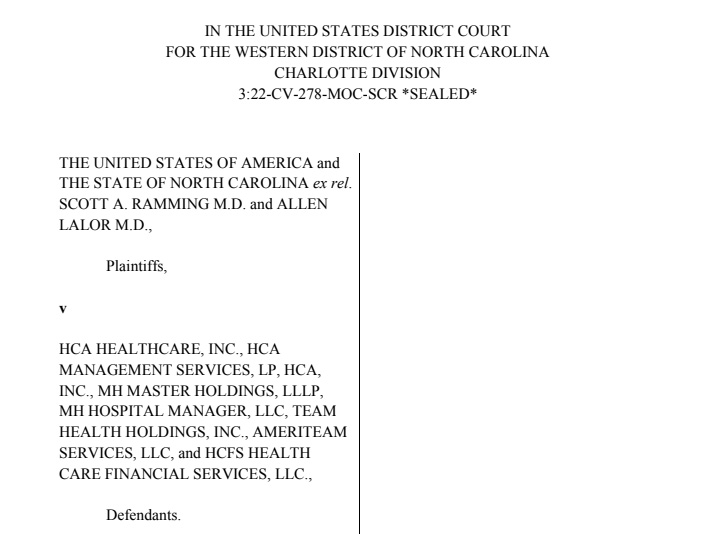 Lawsuits Charges HCA and TeamHealth Overcharged ER Patients